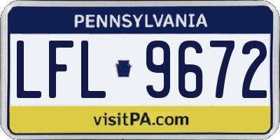 PA license plate LFL9672