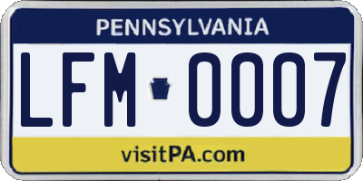 PA license plate LFM0007