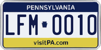 PA license plate LFM0010