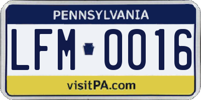 PA license plate LFM0016
