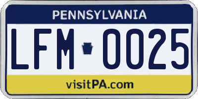 PA license plate LFM0025