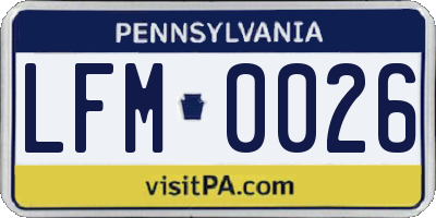 PA license plate LFM0026