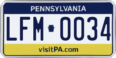 PA license plate LFM0034