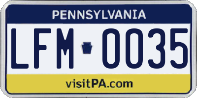 PA license plate LFM0035