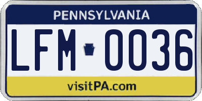 PA license plate LFM0036