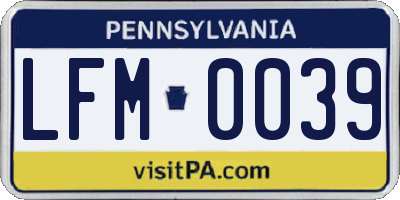 PA license plate LFM0039