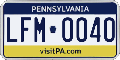 PA license plate LFM0040