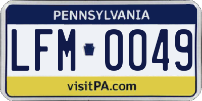 PA license plate LFM0049