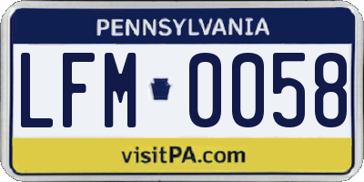 PA license plate LFM0058
