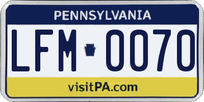 PA license plate LFM0070