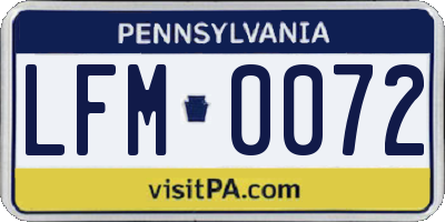 PA license plate LFM0072