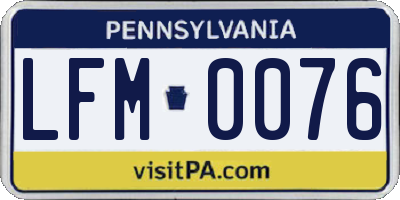 PA license plate LFM0076