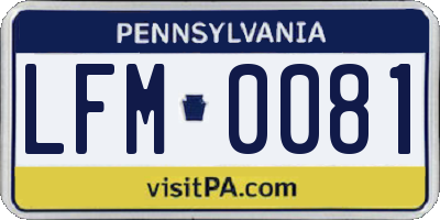 PA license plate LFM0081