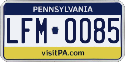 PA license plate LFM0085