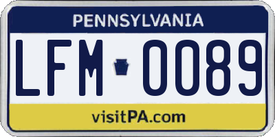 PA license plate LFM0089