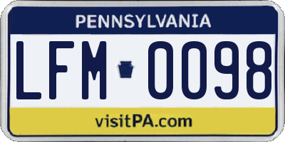 PA license plate LFM0098