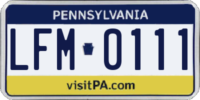 PA license plate LFM0111