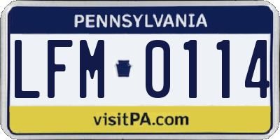 PA license plate LFM0114
