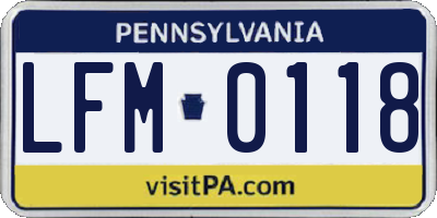 PA license plate LFM0118