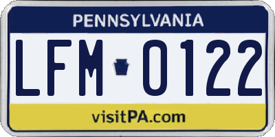 PA license plate LFM0122