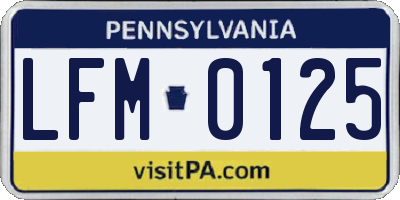 PA license plate LFM0125