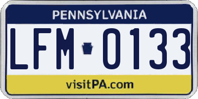 PA license plate LFM0133