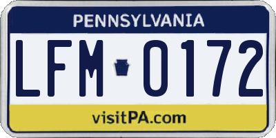 PA license plate LFM0172