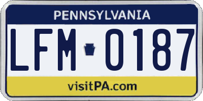 PA license plate LFM0187