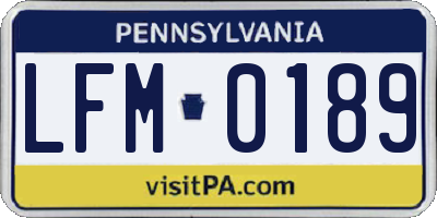 PA license plate LFM0189