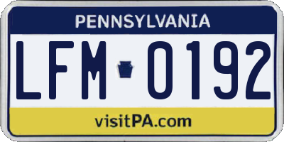 PA license plate LFM0192