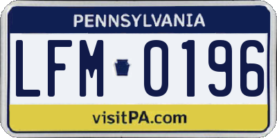 PA license plate LFM0196