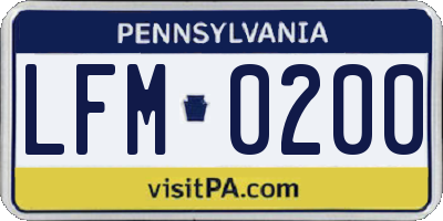 PA license plate LFM0200