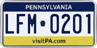 PA license plate LFM0201