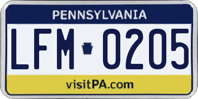 PA license plate LFM0205