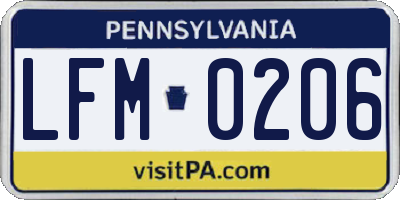PA license plate LFM0206