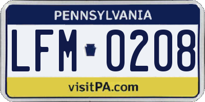 PA license plate LFM0208