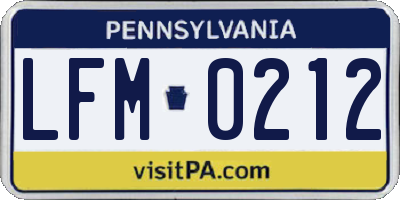 PA license plate LFM0212