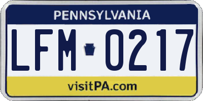 PA license plate LFM0217
