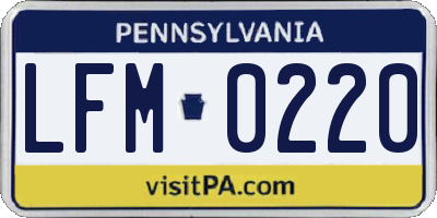 PA license plate LFM0220