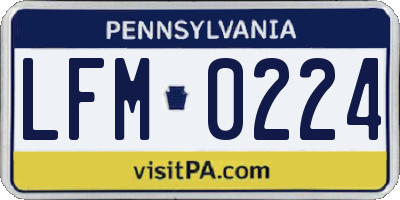 PA license plate LFM0224