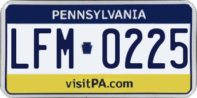 PA license plate LFM0225