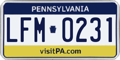 PA license plate LFM0231
