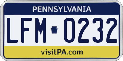 PA license plate LFM0232