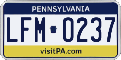 PA license plate LFM0237