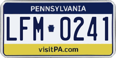PA license plate LFM0241