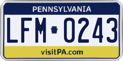 PA license plate LFM0243