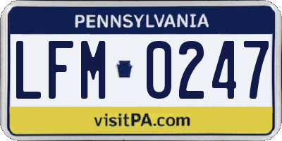 PA license plate LFM0247