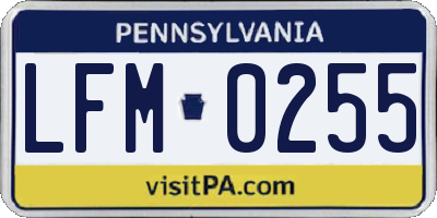 PA license plate LFM0255