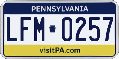 PA license plate LFM0257