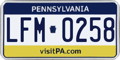 PA license plate LFM0258